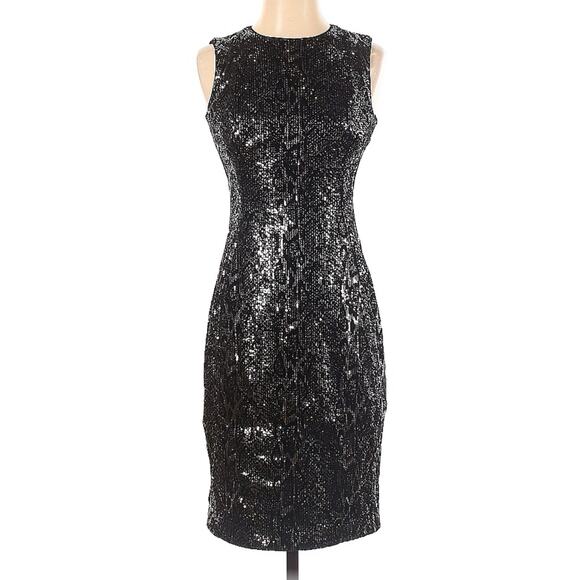 Calvin Klein Velvet Sequin Snake Print Sheath Cocktail Dress 2 NWT $159 - Picture 4 of 9